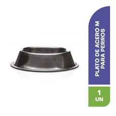 PETIZOOS - Plato de acero inoxidable talla M