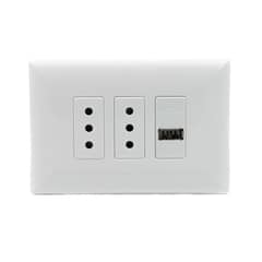 SINTHESI - Enchufe doble 10A + USB armado S17 blanco