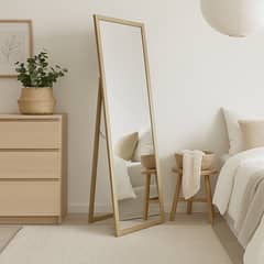DORAL - Espejo Decorativo Forma Rectangular 46x156 cm Café Pedestal