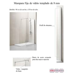 NORGLAS - Mampara de Receptáculo Fija 90x185 Vidrio Templado 8 mm