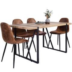 JUST HOME COLLECTION - Comedor Vexa 4 Sillas Mesa Rectangular 80x76x140 cm Café