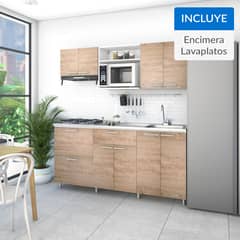 SOCODA - Kit cocina Berlin 1,8m Encimera + Alacena + lavaplato cubeta derecha