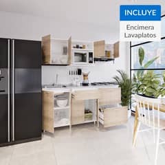 SOCODA - Kit cocina Berlin 1,8 m: Encimera a gas+ Lavaplato cubeta  izquierdo