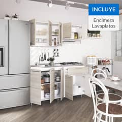 SOCODA - Kit cocina Ibiza 1,5 m: Encimera a gas + lavaplato  cubeta izquierdo