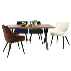 JUST HOME COLLECTION - Comedor Tablo 4 Sillas Mesa Rectangular 90x75x160 cm Café