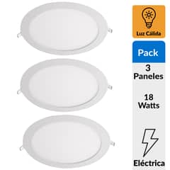 DAIRU - Pack 3 Paneles Led Empotrados Circulares 18W Luz Cálida
