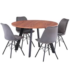 JUST HOME COLLECTION - Comedor Carson 4 Sillas Mesa Redonda 120x76x120 cm Madera/Negro