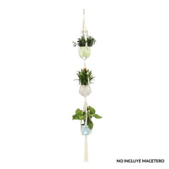 JUST HOME COLLECTION - Colgador algodón 125 cm para 3 macetas de 13-23 cm blanco