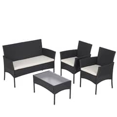 JUST HOME COLLECTION - Juego de Balcón de Terraza Milan 4 Personas Negro/Crudo