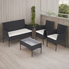 JUST HOME COLLECTION - Juego de Balcón de Terraza Milan 4 Personas Negro/Crudo