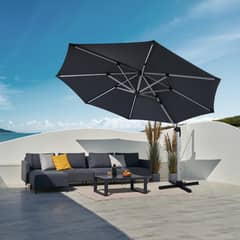 JUST HOME COLLECTION - Quitasol Lateral con Barras Led Poliéster 3x2.52 metros Gris