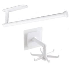 SENSI DACQUA - Portapapel Cocina adhesivo + Gancho cocina adhesivo blanco