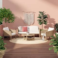 JUST HOME COLLECTION - Juego de living terraza madera isla 4 piezas