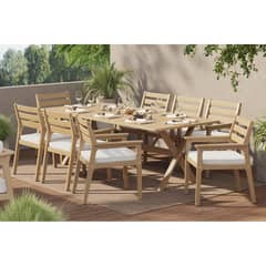 JUST HOME COLLECTION - Juego de Comedor de Terraza Cali 8 Personas Gris