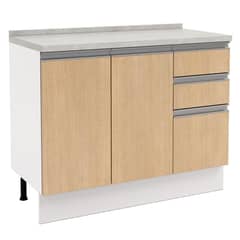 JUST HOME COLLECTION - Mueble de Cocina Base 2 Puertas 3 Cajones con Cubierta 105 cm Nordica