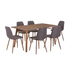 JUST HOME COLLECTION - Juego de Comedor Mira 6 Sillas Mesa Rectangular 90 x 160 x 75 cm Madera