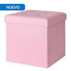 JUST HOME COLLECTION - Pouf plegable rosado 38x38x38 cm