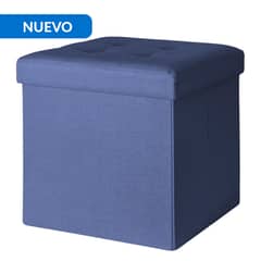 JUST HOME COLLECTION - Pouf plegable azul 38x38x38 cm