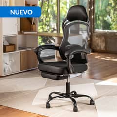 JUST HOME COLLECTION - Silla Escritorio Ergonómica Reposapiés Ejecutiva Turin Negro