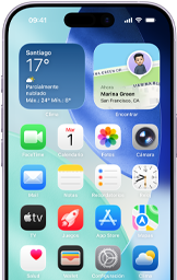 iPhone 17, frente, pantalla de inicio con varias apps