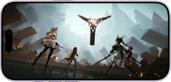 iPhone 17, parte frontal, se muestra una imagen estática de un juego